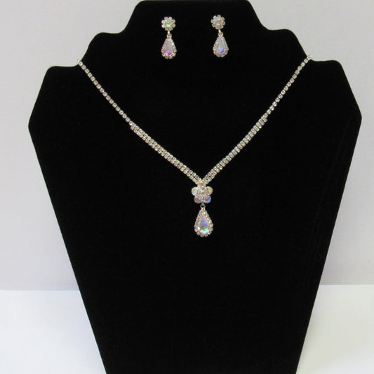 Silver Crystal Collection Rhinestone Necklace Jewelry Set Prom Wedding Bridal